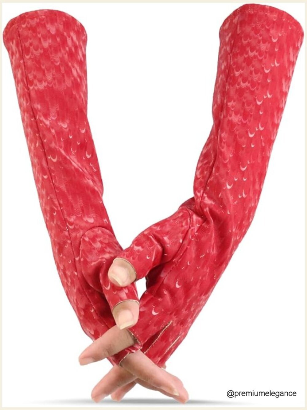 Faux Leather Fingerless Long Gloves Snakeskin Texture Half Finger Cosplay
